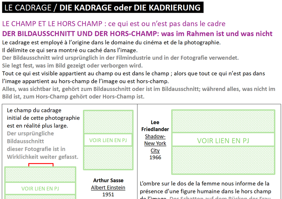 [Enseigner les arts plastiques en voie bilingue] : les constituants plastiques, le cadrage (partie 2)